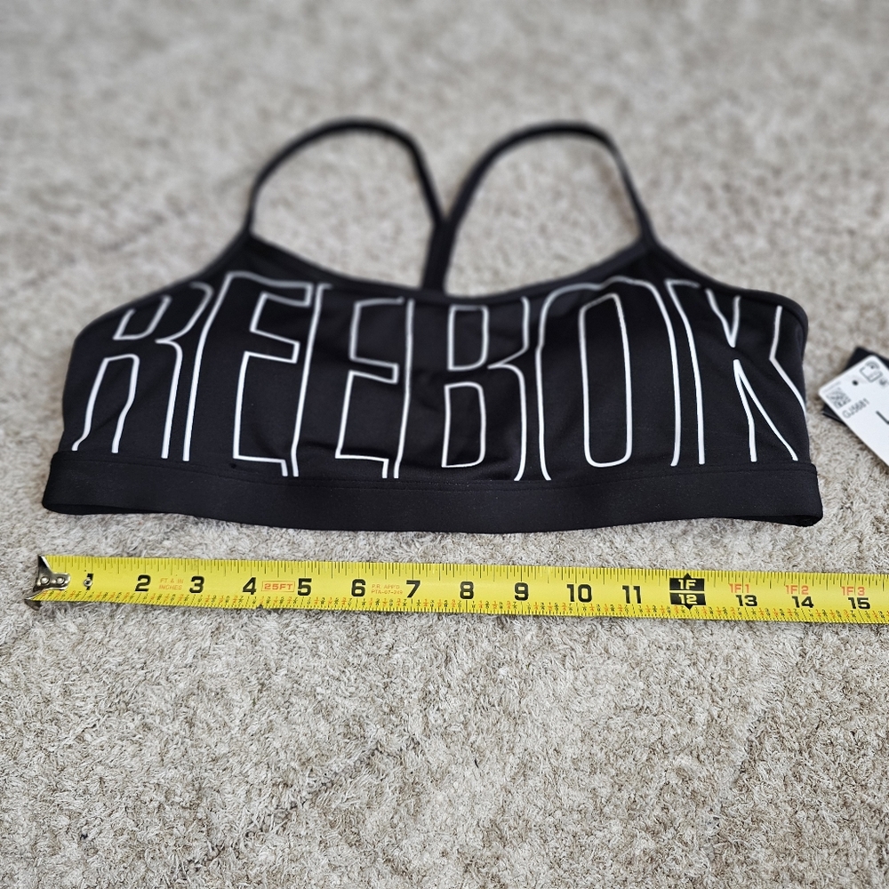 Size Large Reebok Lux Strappy Skinny Black Sports Bra - Picture 4 of 7